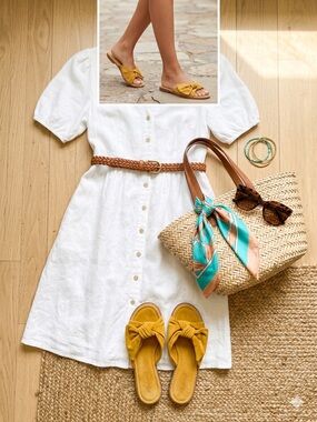 Madewell women’s sandals yellow suede size 7 bohemian , festival or beach ready